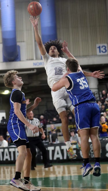 North Kitsap gets a 71-48 win over Bremerton during their Class 2A state championship game at the Yakima SunDome on Saturday, March 2, 2024. North Kitsap took home the third place trophy while Bremerton brought home fifth place.