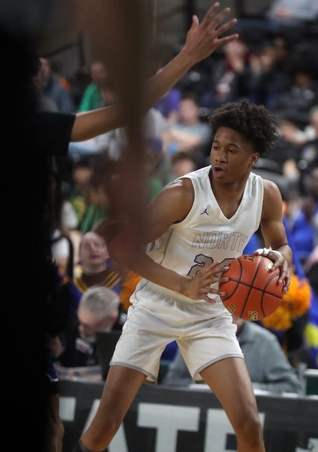 North Kitsap gets a 71-48 win over Bremerton during their Class 2A state championship game at the Yakima SunDome on Saturday, March 2, 2024. North Kitsap took home the third place trophy while Bremerton brought home fifth place.