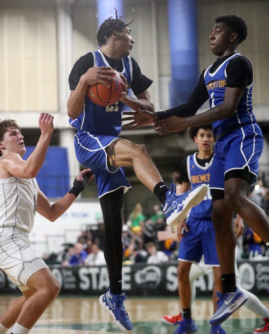 North Kitsap gets a 71-48 win over Bremerton during their Class 2A state championship game at the Yakima SunDome on Saturday, March 2, 2024. North Kitsap took home the third place trophy while Bremerton brought home fifth place.