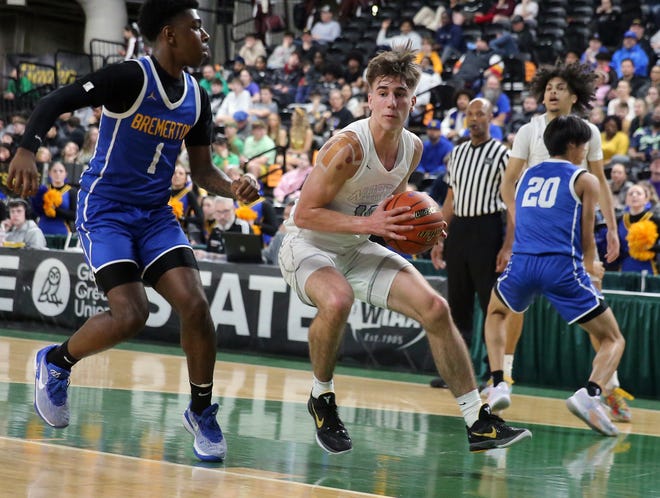 North Kitsap gets a 71-48 win over Bremerton during their Class 2A state championship game at the Yakima SunDome on Saturday, March 2, 2024. North Kitsap took home the third place trophy while Bremerton brought home fifth place.